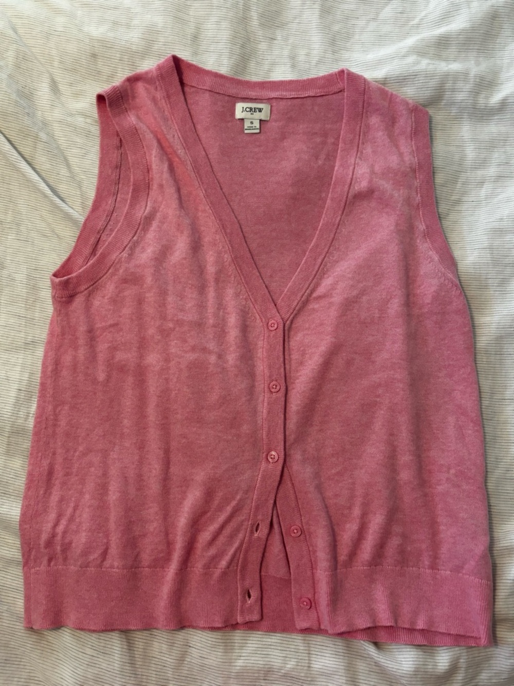 J. Crew Factory Pink Sleeveless Button-Front Cardigan Vest